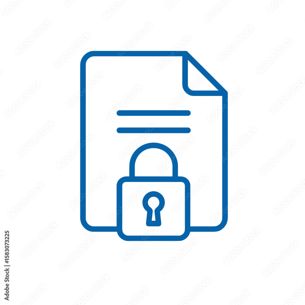 Poster icon of secure document with padlock symbolizing data protection