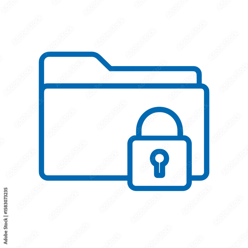 Poster icon data and documents with user shield and padlock illustration