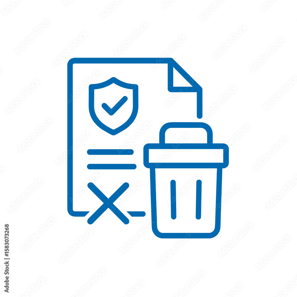 Aufkleber icon data and documents with trash can symbolizing deletion