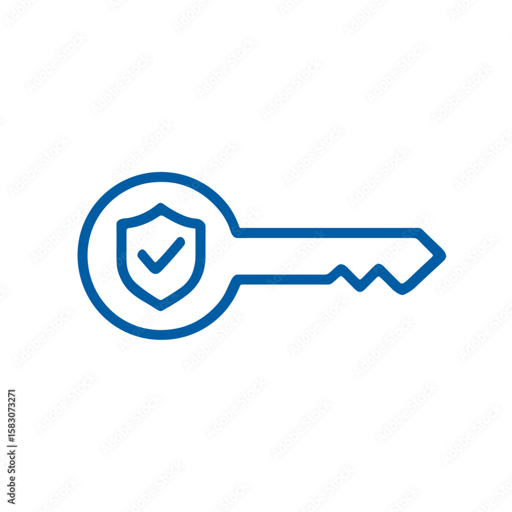 Aufkleber icon of a secured key with a shield symbolizing data protection