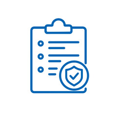 Icon of checklist with security shield symbolizing data protection  