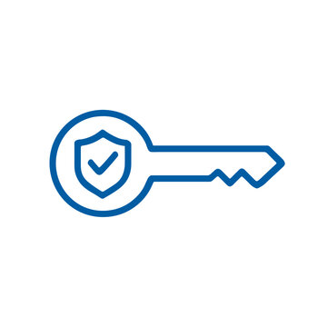 Icon of a secured key with a shield symbolizing data protection  
