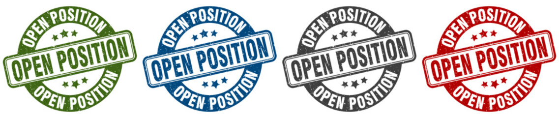 open position stamp. open position round stamp set isolated on white background