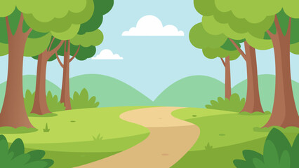 Tranquil Forest Clearing with Lush Grass Vector Illustration © Nayon Chandro Barmon