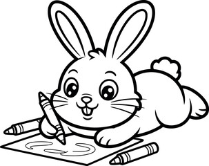 Adorable Vector Bunny Rabbit Drawing Cute Cartoon Illustration