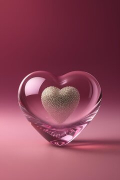 Fototapeta Romantic dual heart wallpaper with glowing lights for mobile screens  