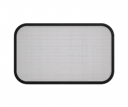 Elegant rectangular pet car window mesh guard providing ventilation and safety during automobile journeys for canine companions