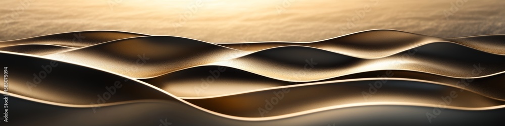 Poster stunning abstract design featuring metallic gold undulating layers in a captivating wave pattern