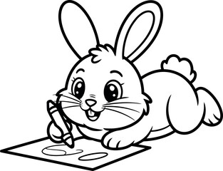 Adorable Vector Bunny Rabbit Drawing Cute Cartoon Illustration