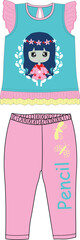girls frocks with leggings little girls print illustrations vector art
