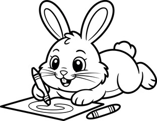 Adorable Vector Bunny Rabbit Drawing Cute Cartoon Illustration