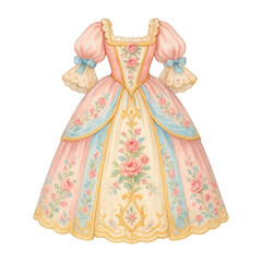 Obraz premium PNG Vintage floral dress illustration