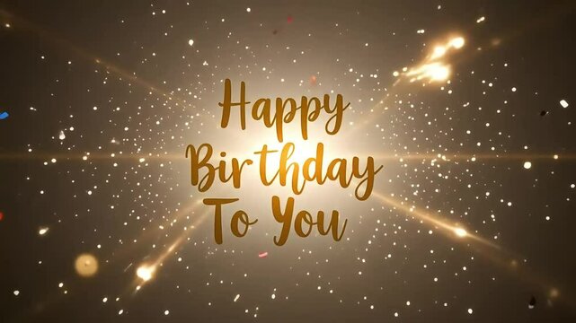 Happy birthday wishes celebration greeting card confetti party background animation video clip