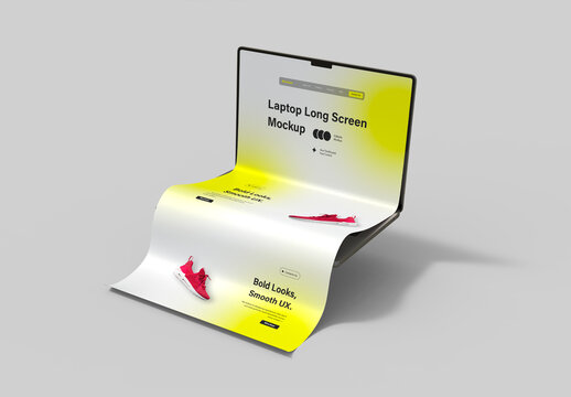 Laptop Long Screen Mockup Display
