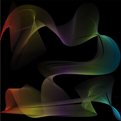 Colorful Abstract Wave on Black Background