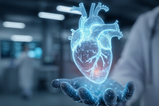 Futuristic Digital Heart Scan in Medical Setting - Powered by Adobe