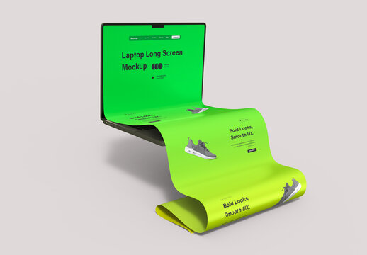 Laptop Long Screen Scroll Mockup