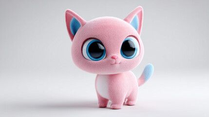 Fototapeta premium Plush Cartoon Cat With Soft Pastel Colors