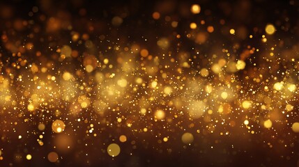 Golden glitter bokeh light dust with sparkling festive christmas particles background