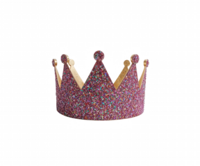 Sparkling Celebration, A Vibrant Birthday Crown for Kids Adorned with Colorful Glitter Accents and Golden Trim