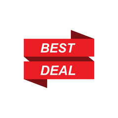 Best deal red label icon on speech bubble. Vector illustration of business promotion tag. 