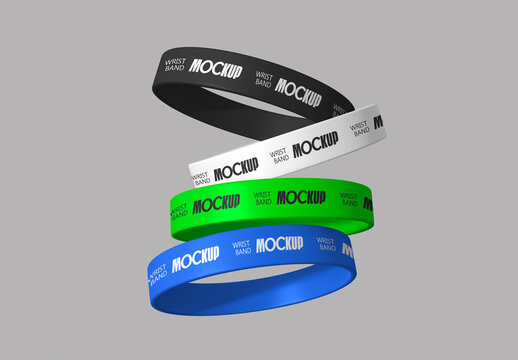 Wristbands Stacked Mockup Template Isolated