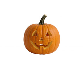 Vibrant Orange Jack-o'-Lantern Pumpkin with Intricate Carvings Ready for Halloween Night Celebrations