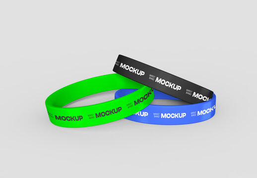 Wristband Mockup Colorful Rubber Bands