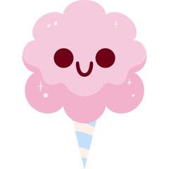Pink Cotton Candy Happy Face Cartoon