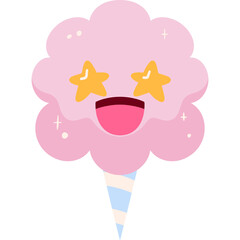 Fototapeta premium Pink Cotton Candy Excited Face Cartoon