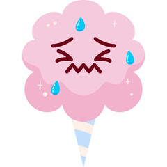 Pink Cotton Candy Nervous Face Cartoon