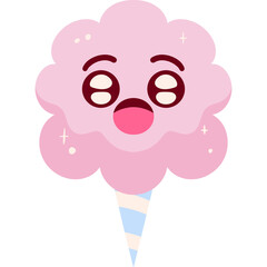 Pink Cotton Candy Surprised Face Cartoon