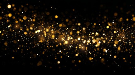 Golden glitter bokeh light dust with sparkling festive christmas particles background