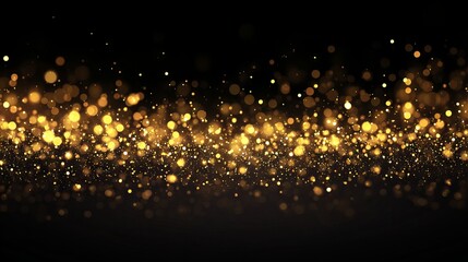 Golden glitter bokeh light dust with sparkling festive christmas particles background