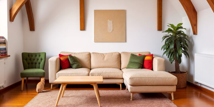 Abstract artwork in living room
