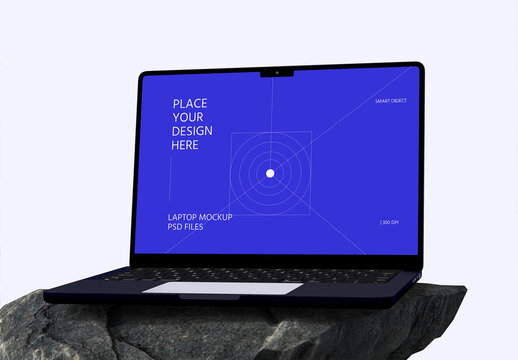 Laptop Mockup on Stone Surface