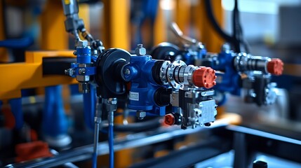 Obraz premium Mechanical engineer conducts tests on hydraulic system components in an industrial setting