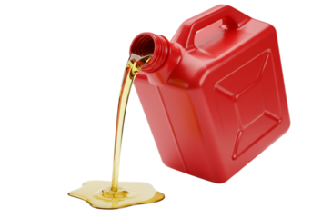 Red Gas Can Pouring Fuel Isolated on Transparent Background