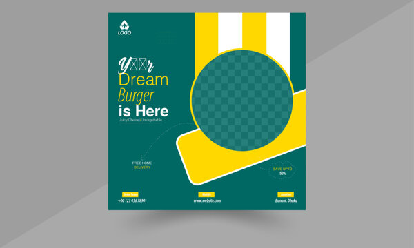 Burger social media post design template  - Powered by Adobe