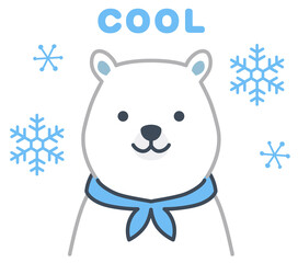 ネッククーラーをつけた白くま　クールネックリング