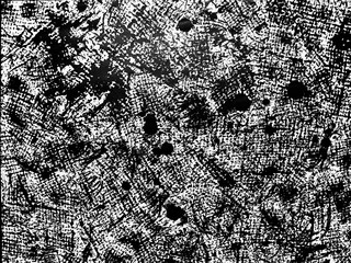 Abstract black and white textured design showcasing intricate patterns and splatters created with...