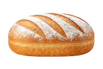 Freshly baked brown whole wheat bread loaf, isolated on a white background, perfect for a healthy meal or snack