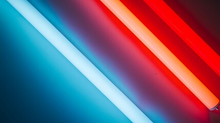 Fototapeta premium Three vibrant neon tubes, diagonal lines of color