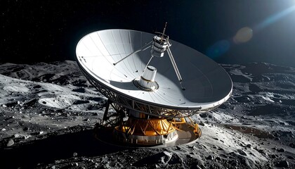 Observatory Dish on Lunar Surface Exploring Space