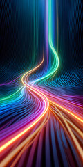 Abstract Flow of Artificial Intelligence Data Streams and Glowing Lines

