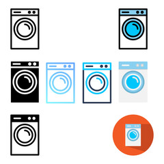 Set Laundry Machine Icon. Editable Stroke. Can be used for website UI and mobile apps.