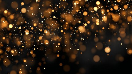 Golden glitter bokeh light dust with sparkling festive christmas particles background