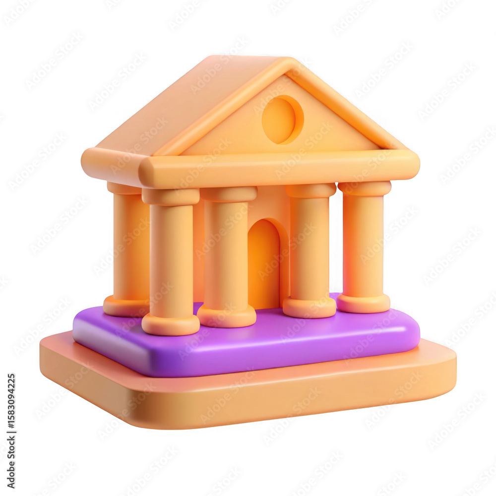 Poster 3d classical building icon isolated on transparent background