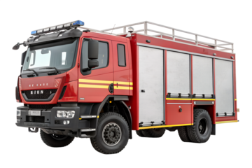 Red Emergency Fire Truck Isolated on White Background