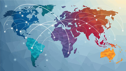 Fototapeta premium Abstract art representation of a global business network